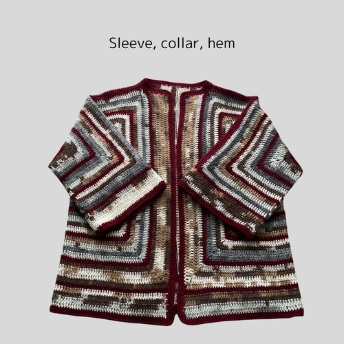 ヘキサゴンカーディガン ボルドーライン ニット・セーター tomoko 通販