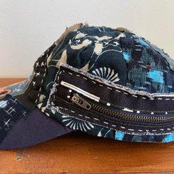 襤褸パッチワーク帽子「キャップ-042」 5枚目の画像