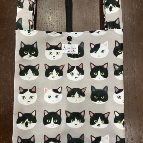 エコバッグ・コンビニサイズ☆撥水加工生地/猫柄・日本猫/ハチワレ