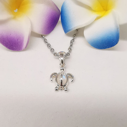 ハワイアンジュエリー 天然石 ブルームーンストーン ホヌ チャーム