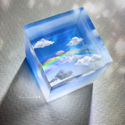 レジン　ハンドメイド　469 受注制作/S size】空レジン-青空に架かった虹 /プレゼント その他置物