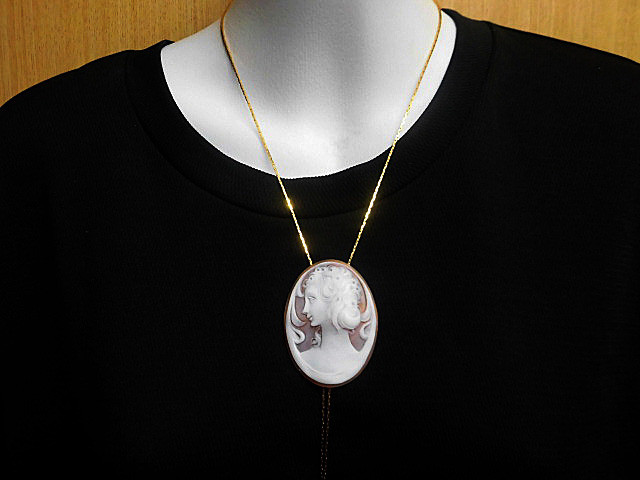 天然石 カメオ ループタイ(ロングネックレス)　　230908961 5,625円