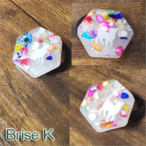 レジンヘアゴム☆フラワーキャット☆6角形 ヘアゴム ☆ Brise K