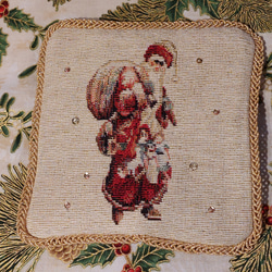 クリスマス柄の刺繍オーナメント&コースター 《サンタクロース柄》 4枚目の画像