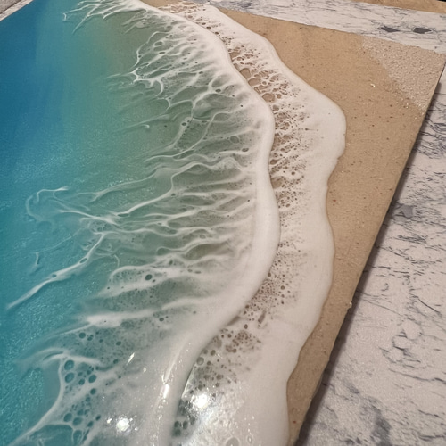 オーダー品 海アートましかく壁掛け時計 ブルー ディスプレイ