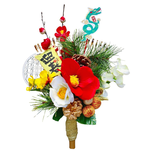 熊手お正月飾り 送料無料 辰年 迎春 お飾り 正月アイテム 龍 竜 椿