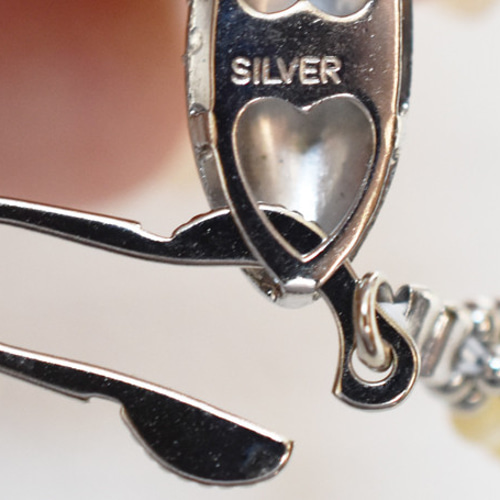 ж SILVER 作家物 天然シェルカメオ3連ネックレス60.5㎝
