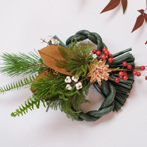 向き4種類 スワッグになるしめ縄 しめ縄スワッグ しめ縄リース 向き4種