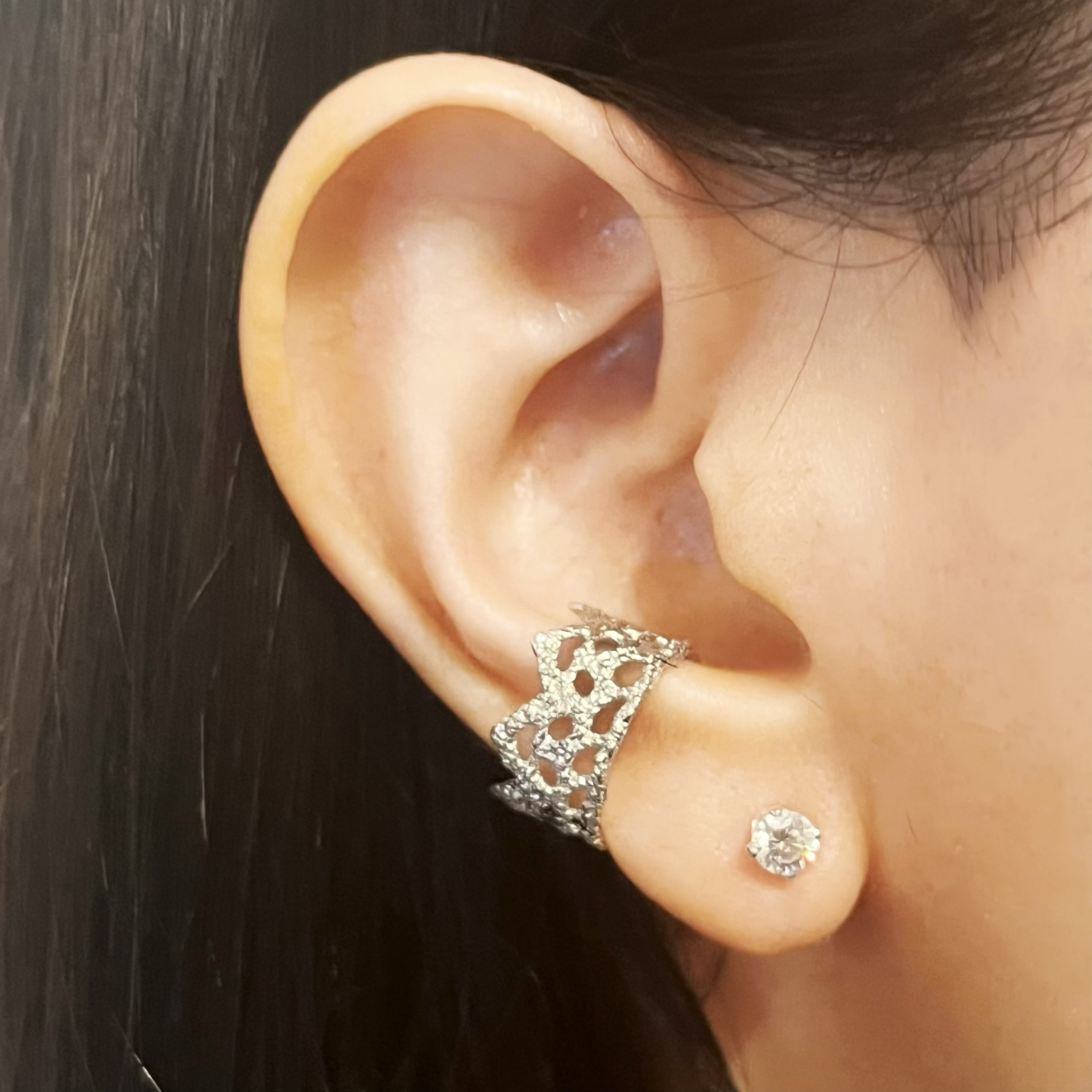 -アビタシオン- アンティークレースのシルバーイヤーカフ