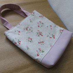 YUWA綿麻×帆布　くすみピンクの可愛い＊ミニトートバッグ＊ 2枚目の画像