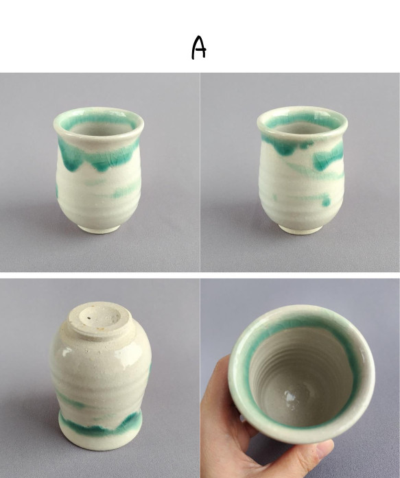 湯呑茶碗　緑釉　【商品番号：00443_A-B】 3枚目の画像