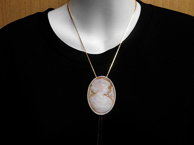 天然石 カメオ ループタイ(ロングネックレス)　　230908963