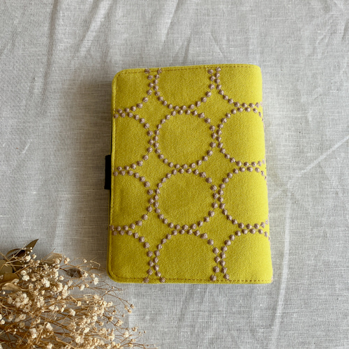 ❉ハンドメイド❉ リングバインダー 手帳 ミナペルホネン フォレストタイル ミナペルホネン ふわふわシステム手帳 バイブルサイズ イエロー 手帳