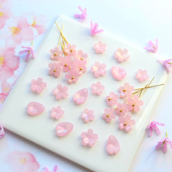 オリジナル新作★桜のパーツ　アセテート　オーロラ×ゼリーピンク 3枚目の画像