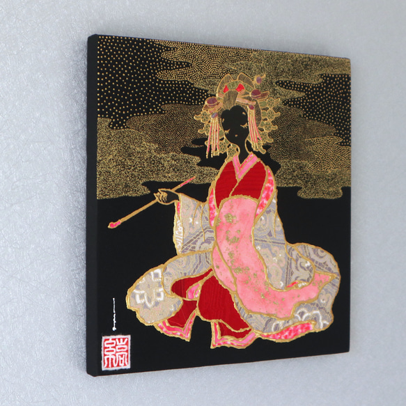 〈如蓮華在水　鳶尾　金彩〉　着物　アートパネル　〈Nyorengezaisui　ICHIHATSU　Kinsai〉 2枚目の画像