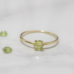 天然石 ペリドット スクエア一粒リング SILVER925/18KGP 5号～15号