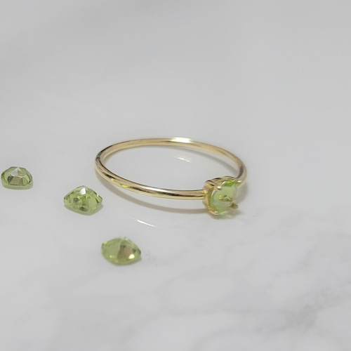 k18 silver925 ペリドットリング　天然石　10号 天然石 ペリドット スクエア一粒リング SILVER925/18KGP 5号～15号