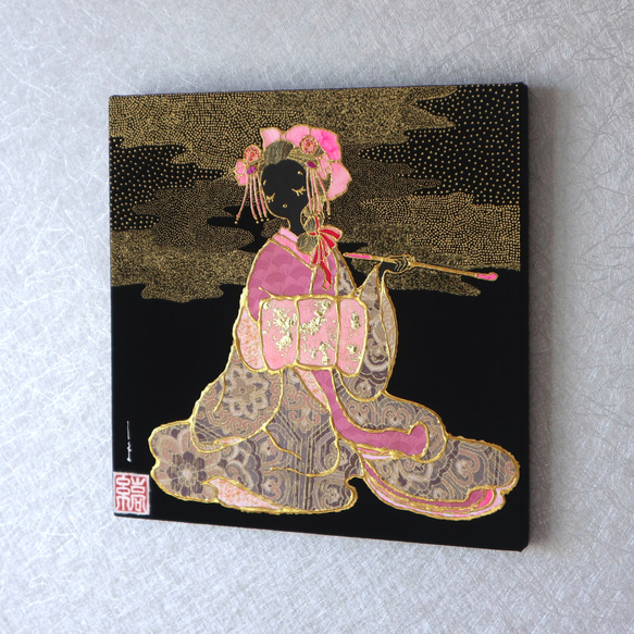 〈如蓮華在水　小手毬　金彩〉　着物アートパネル　〈Nyorengezaisui　KODEMARI　Kinsai〉 3枚目の画像