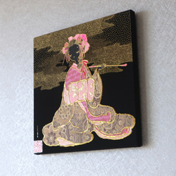 〈如蓮華在水　小手毬　金彩〉　着物アートパネル　〈Nyorengezaisui　KODEMARI　Kinsai〉 4枚目の画像