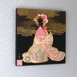 〈如蓮華在水　小手毬　金彩〉　着物アートパネル　〈Nyorengezaisui　KODEMARI　Kinsai〉 2枚目の画像