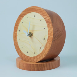 25%offクーポン(条件あり)/ぬくもりと重厚感のある木製置き時計&掛け時計/欅+檜埋め込み #0046 4枚目の画像