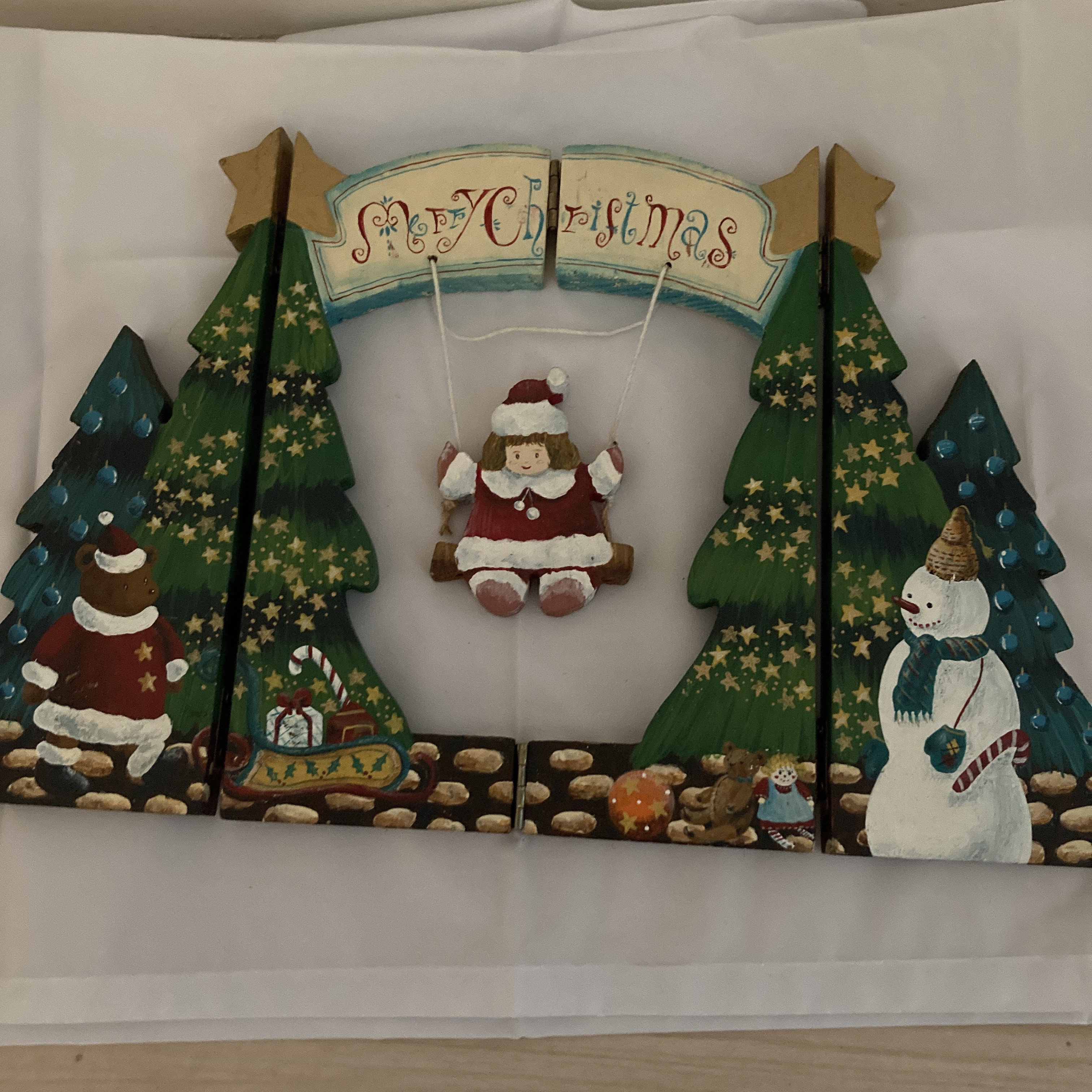 トールペイント作品 クリスマスベア Debbie Cole,CDA参考 飾り皿