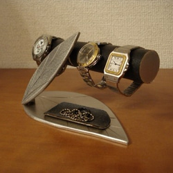 腕時計スタンド　クリスマスプレゼント　 ダブルリーフトレイ付き時計インテリア収納スタンド　ブラック！！ 5枚目の画像