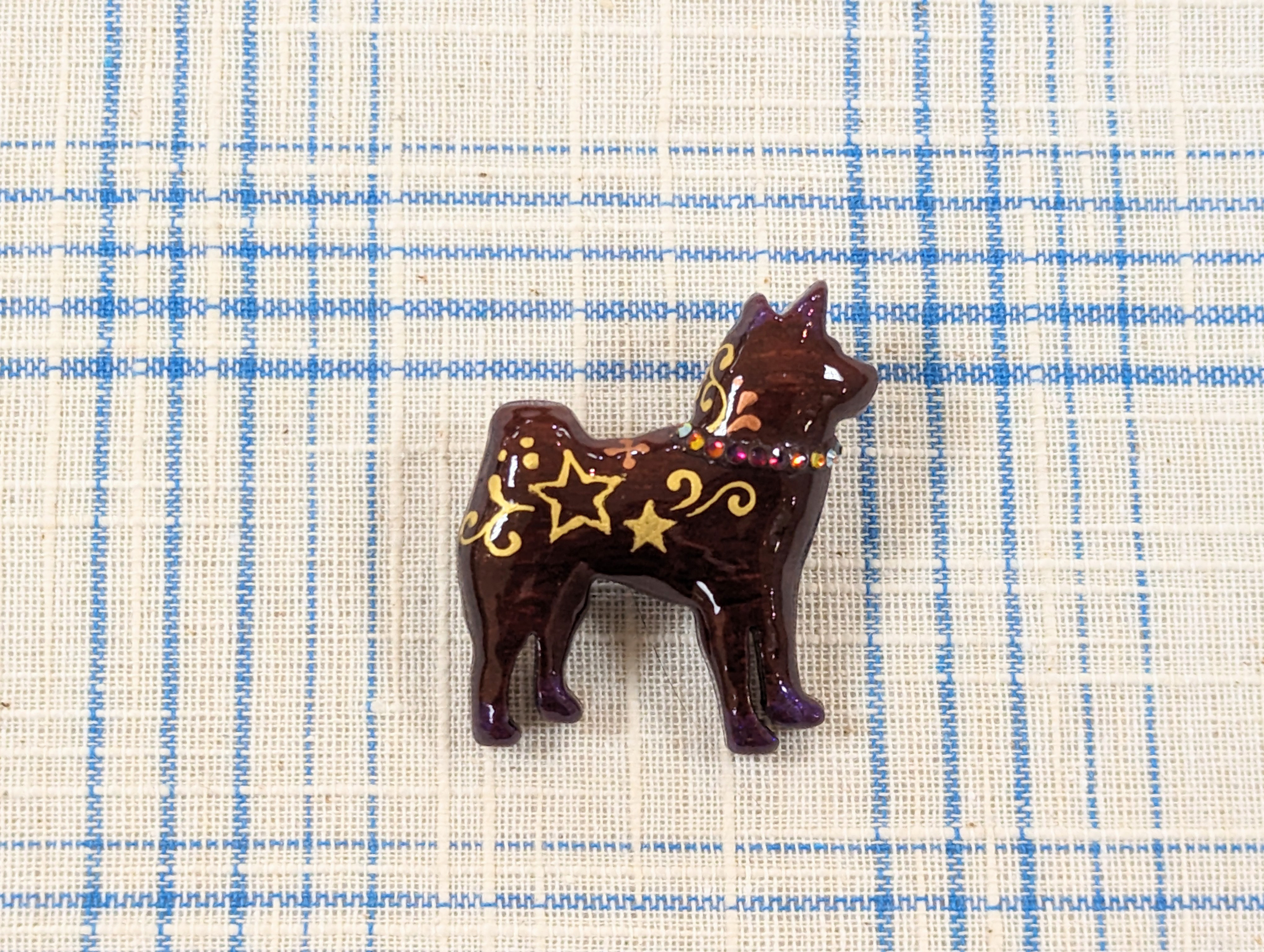 木製　ブローチ　(  柴犬 )