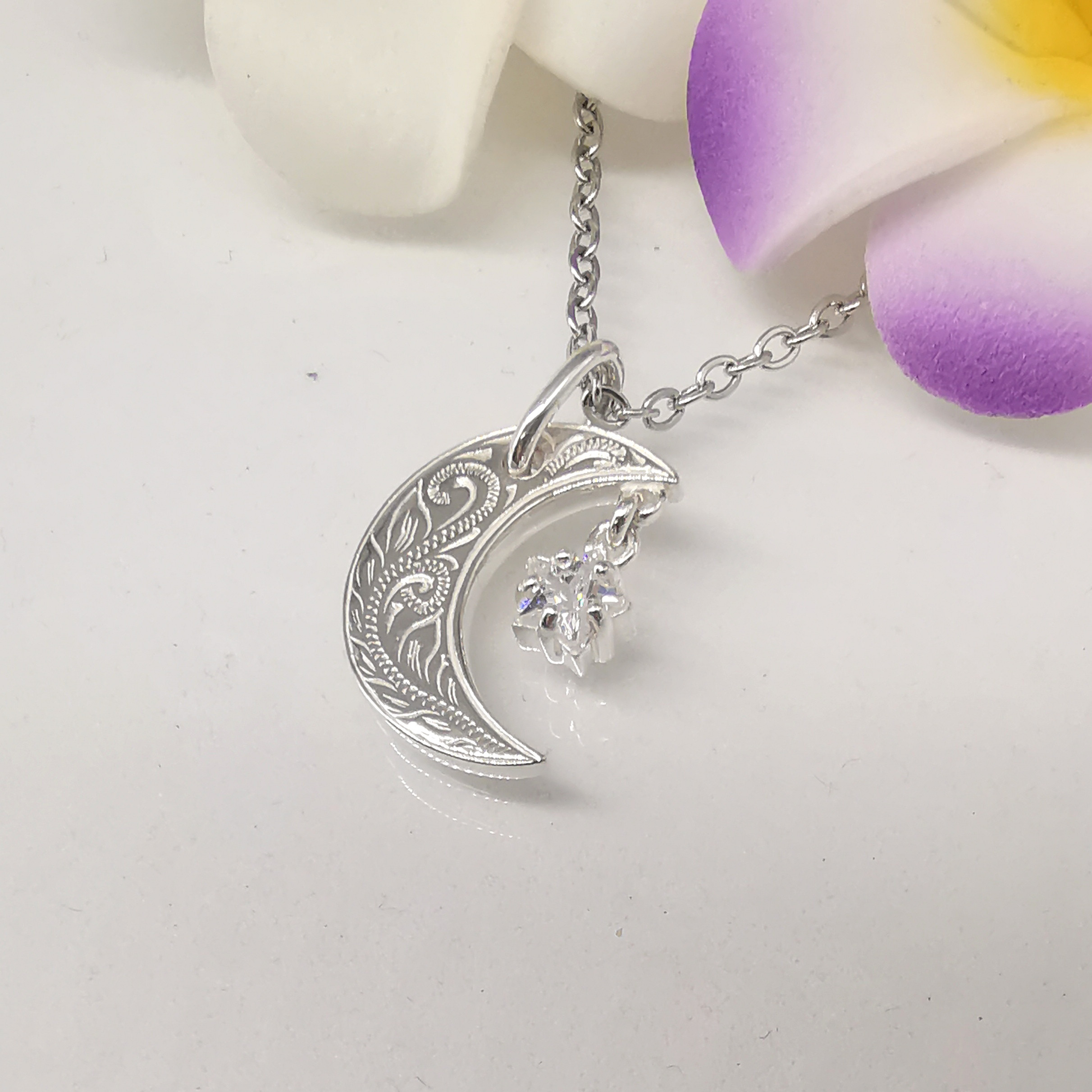 ハワイアンジュエリー 三日月 ムーン スター ネックレス シルバー925