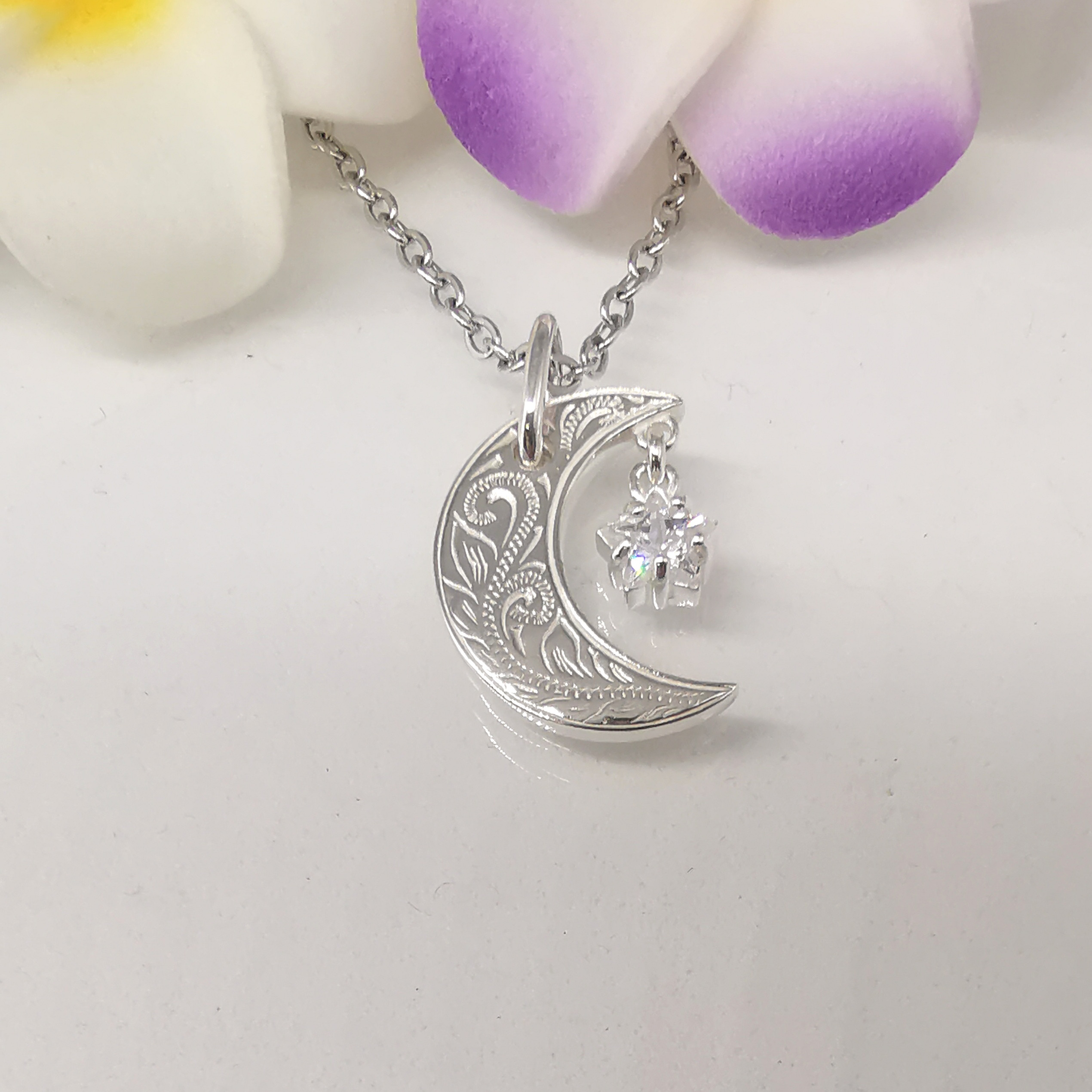 ハワイアンジュエリー 三日月 ムーン スター ネックレス シルバー925