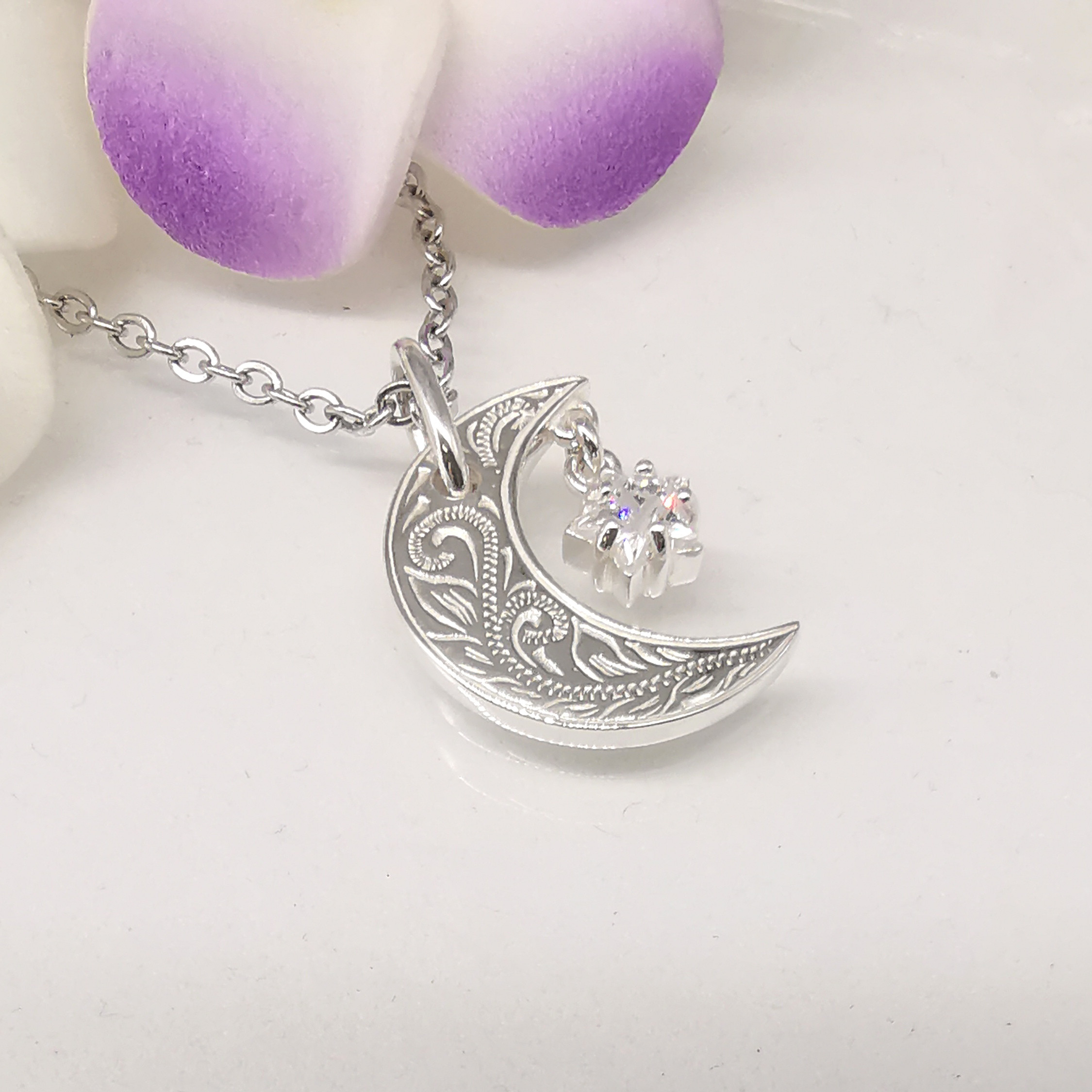 ハワイアンジュエリー 三日月 ムーン スター ネックレス シルバー925