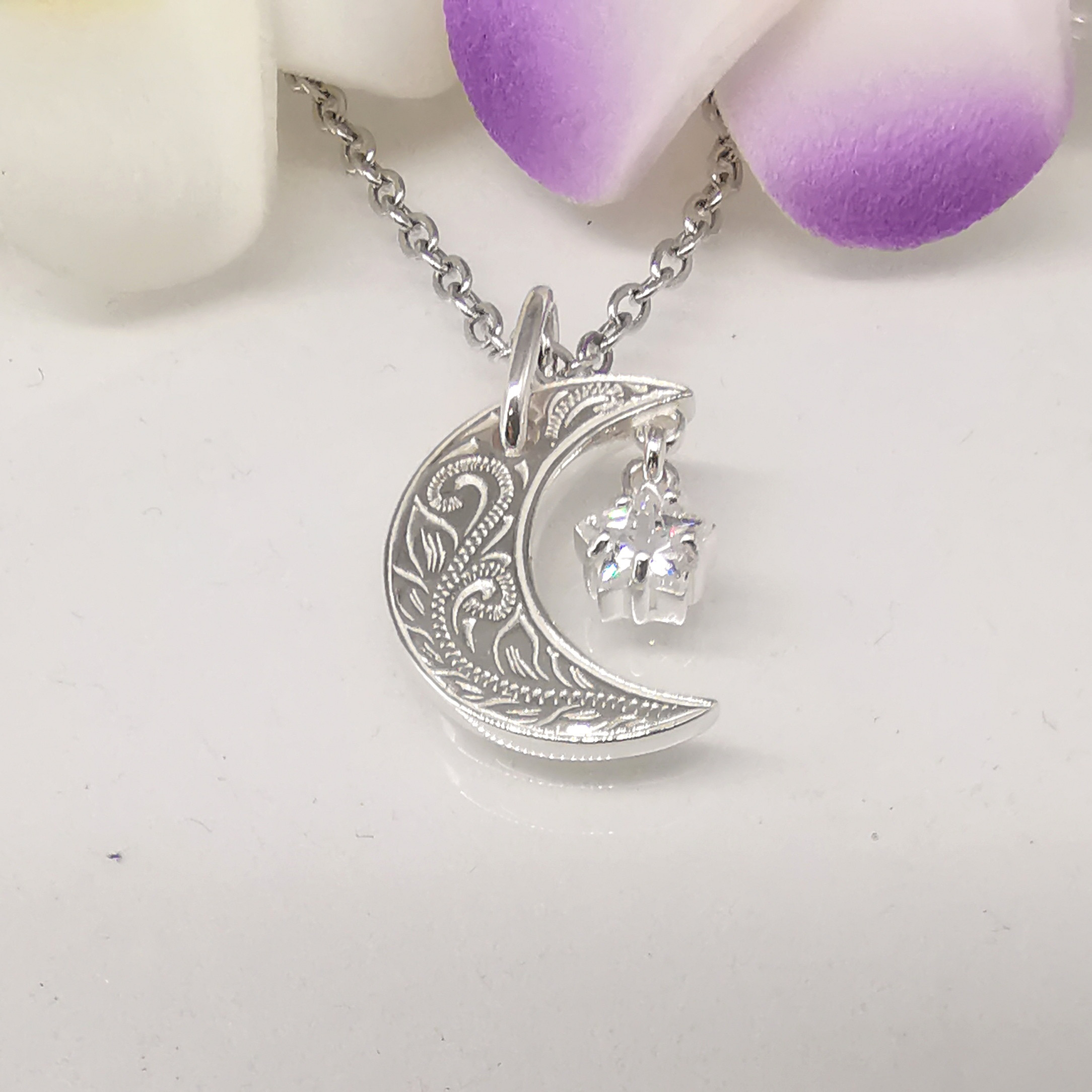 ハワイアンジュエリー 三日月 ムーン スター ネックレス シルバー925