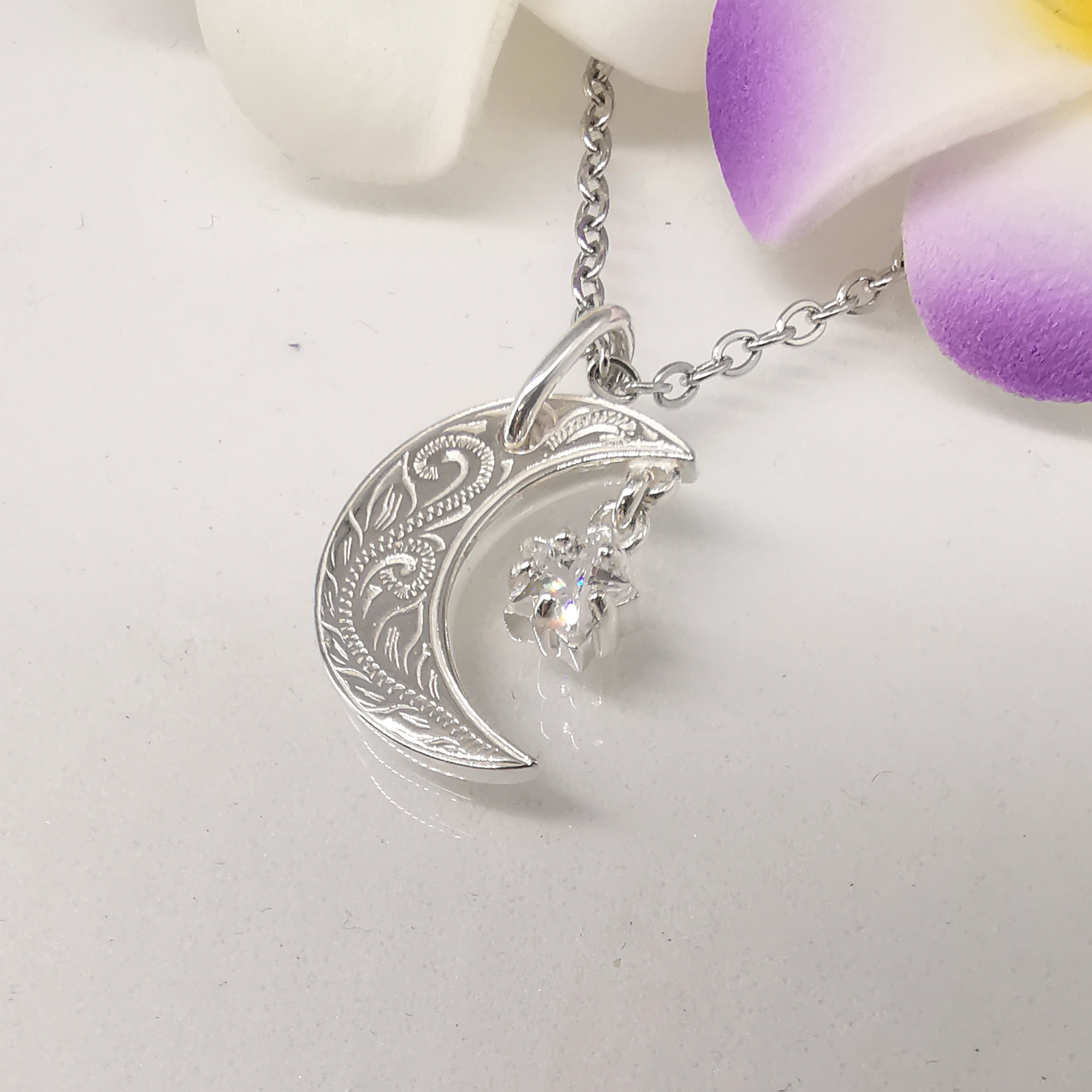 ハワイアンジュエリー 三日月 ムーン スター ネックレス シルバー925