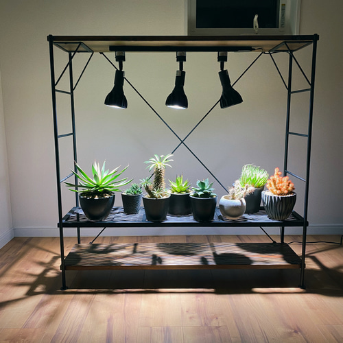 植物育成棚 ダクトレール付き 男前インテリア アイアンシェルフ 植物育成棚 ダクトレール付き 男前インテリア アイアンシェルフ
