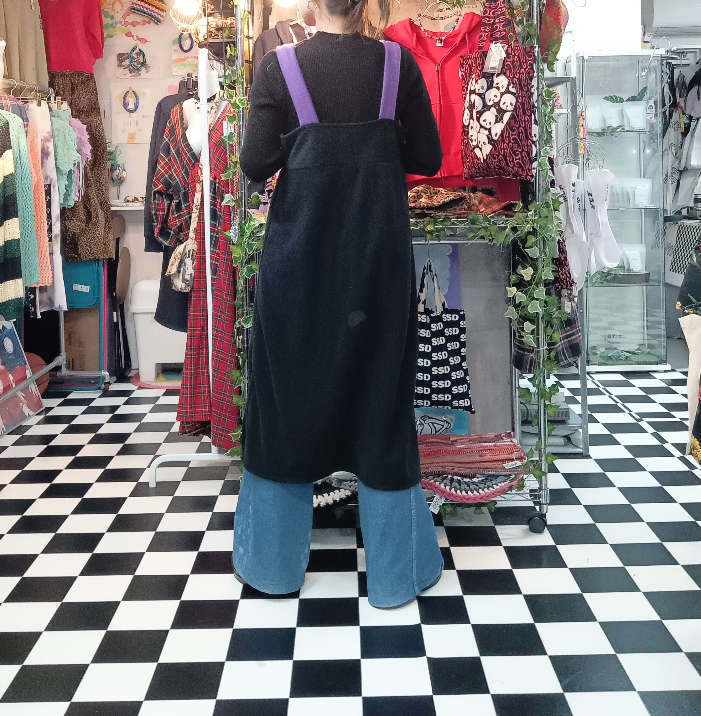 SSD フリース　ロングワンピース:ブラック