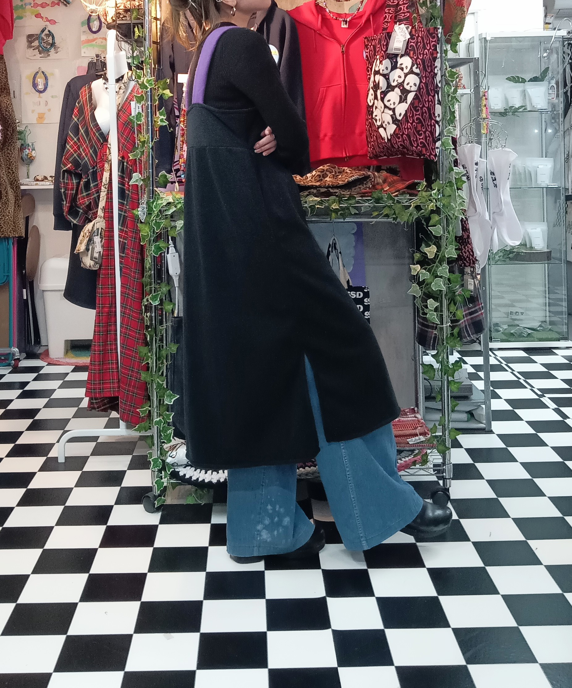 SSD フリース　ロングワンピース:ブラック