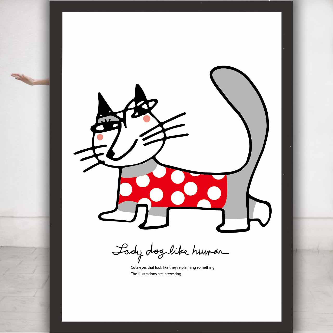 Lady dog 犬　イラスト　ポスター　A4 A3 A2 A1　アートポスター　アート/sei/検索  2284