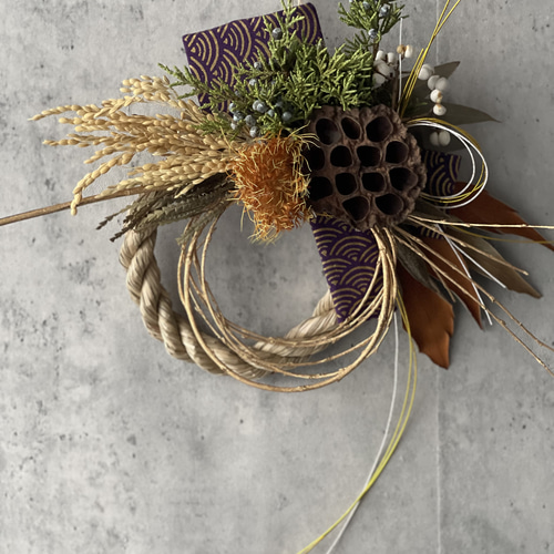 お正月　しめ縄飾り　一点飾り 正月飾り 一点限り❗️自然の花材でダイナミックに しめ縄・しめ飾り