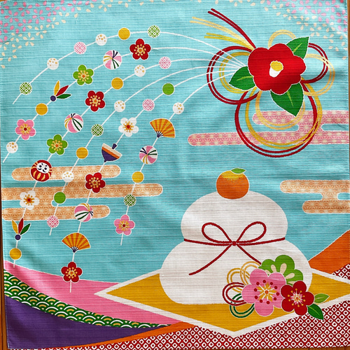 四季彩布(しきさいふ)小風呂敷 【さとうひろみ 鏡餅】季節の小風呂敷