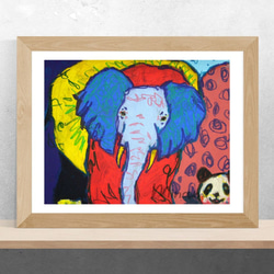 【象とパンダの夢】想像力をかきたてる原色の世界　プリントアート作品証明書付　芸術　絵画　インテリア 7枚目の画像