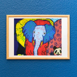 【象とパンダの夢】想像力をかきたてる原色の世界　プリントアート作品証明書付　芸術　絵画　インテリア 10枚目の画像