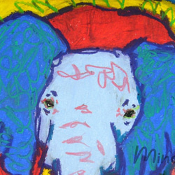 【象とパンダの夢】想像力をかきたてる原色の世界　プリントアート作品証明書付　芸術　絵画　インテリア 4枚目の画像