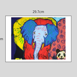 【象とパンダの夢】想像力をかきたてる原色の世界　プリントアート作品証明書付　芸術　絵画　インテリア 5枚目の画像