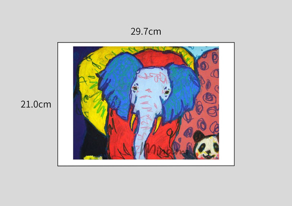 【象とパンダの夢】想像力をかきたてる原色の世界　プリントアート作品証明書付　芸術　絵画　インテリア 5枚目の画像