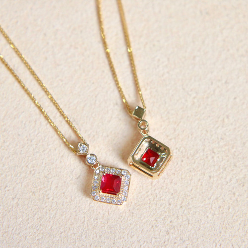 ♡豪華 k18 ダイヤモンド ルビー ネックレス♡