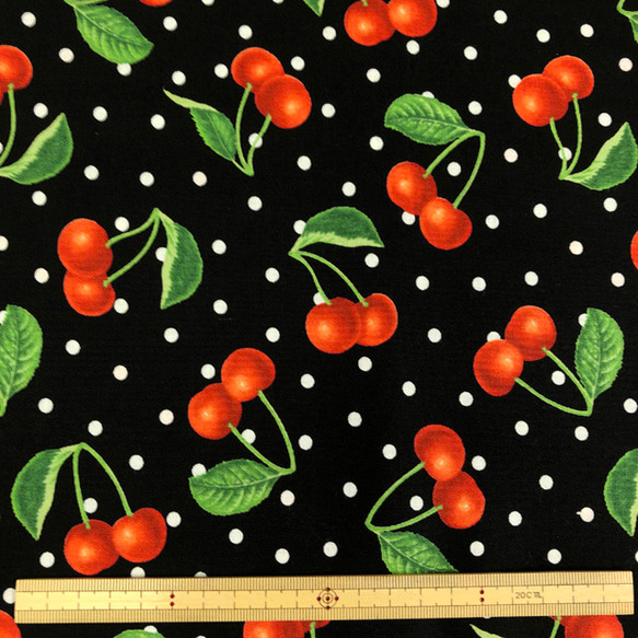 【限量】美國純棉剪裁布摩達 FRESH PICKED CHERRIES/BLACK 第3張的照片