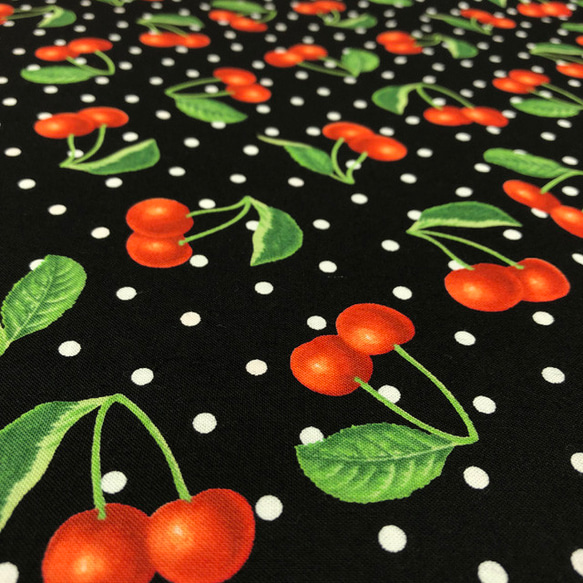 【限量】美國純棉剪裁布摩達 FRESH PICKED CHERRIES/BLACK 第1張的照片