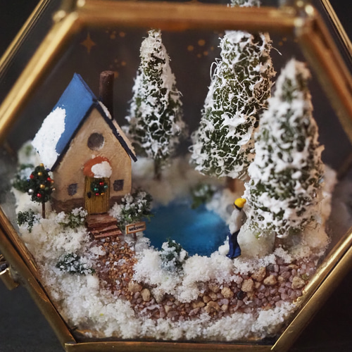 ジオラマアート】星降る夜に⭐︎雪景色のミニチュアアート／クリスマス