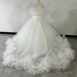 優雅婚紗白色可拆式露肩喇叭裙派對新娘 第3張的照片