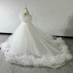 優雅婚紗白色可拆式露肩喇叭裙派對新娘 第2張的照片